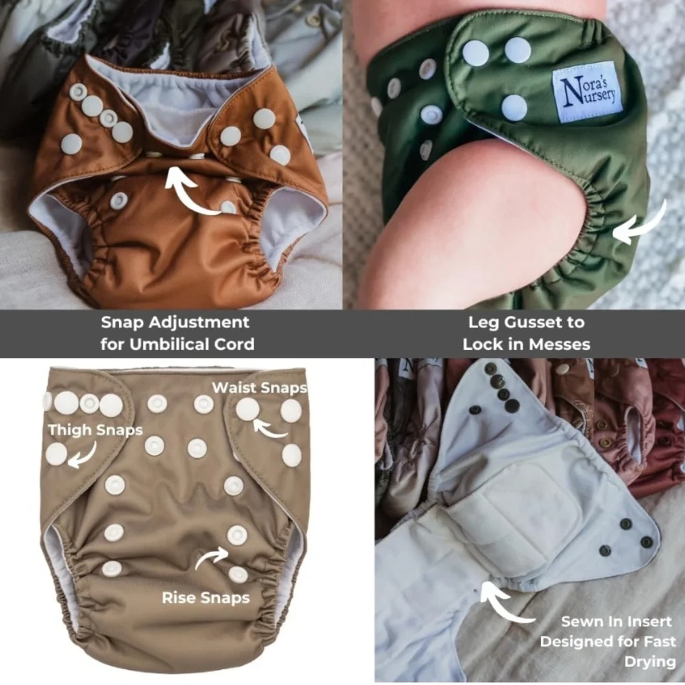 Nora’s Nursery Newborn, 14 pack w/pod,up to 12 lbs. - Evergreen, reusable, adj.